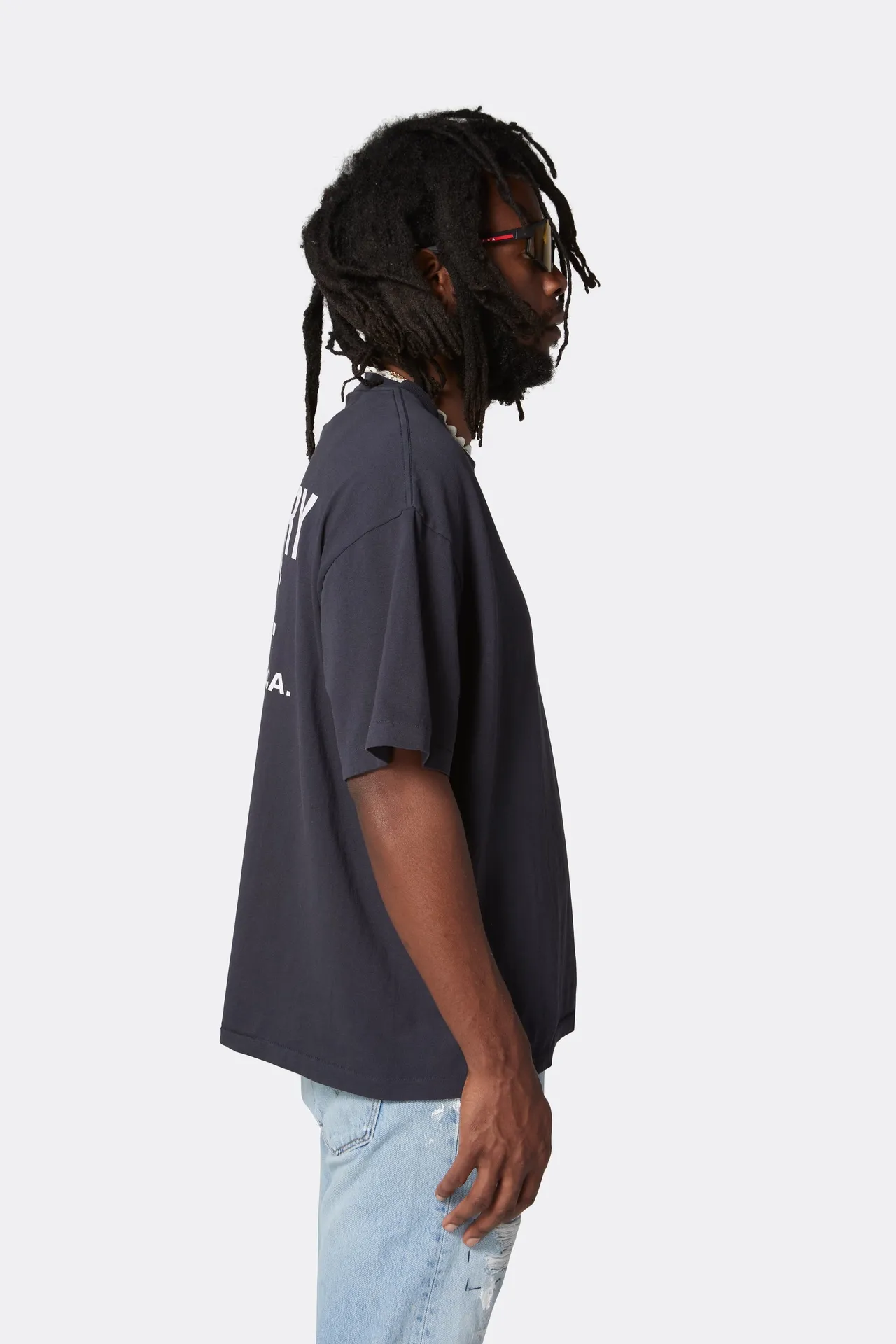 GALLERY DEPT. SOUVENIR TEE Black English LOGO short sleeves, washed black S-XL, classic basic style, washed and distressed, cylindrical seamless linen and cotton fabric, loose fit